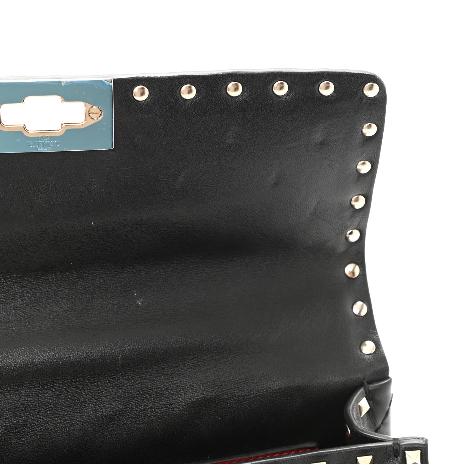 Valentino Garavani Lambskin VLTN Print Medium Rockstud Spike Shoulder Bag Black 8 of 8