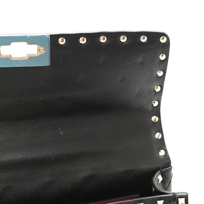 Valentino Garavani Lambskin VLTN Print Medium Rockstud Spike Shoulder Bag Black 8 of 8