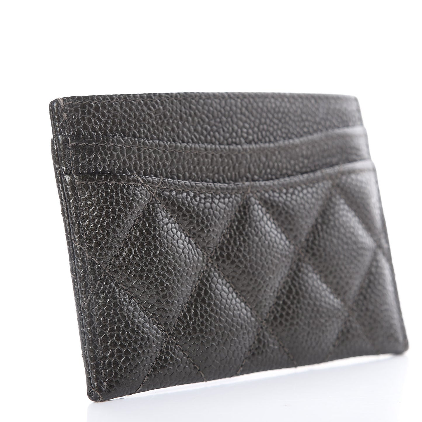 Caviar Quilted Card Holder Dark Charcoal