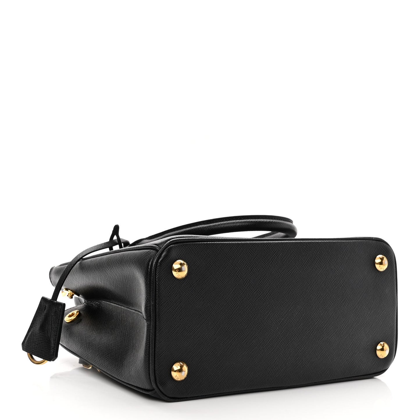 Saffiano Lux Mini Galleria Double Zip Tote Black