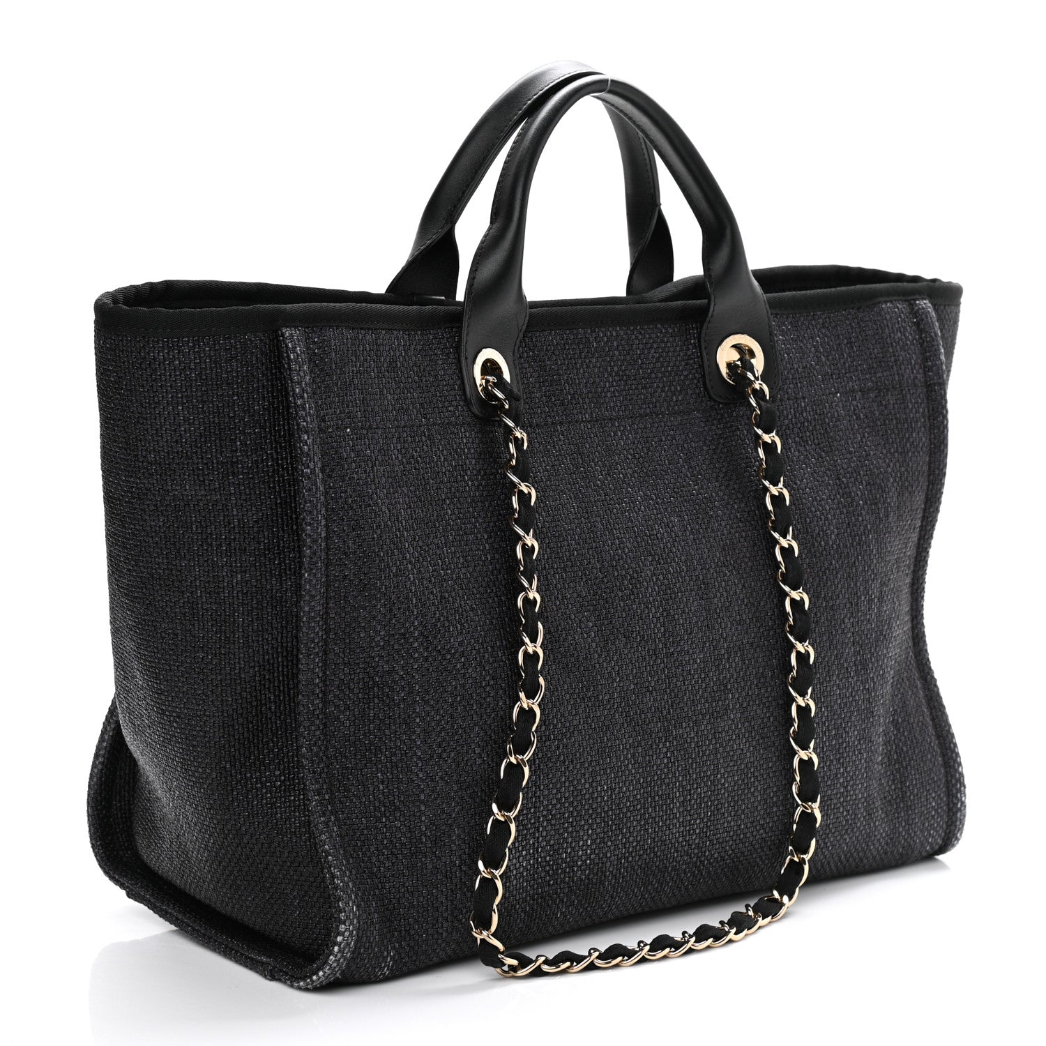Chanel Woven Straw Raffia Medium Deauville Tote Black 3 of 11