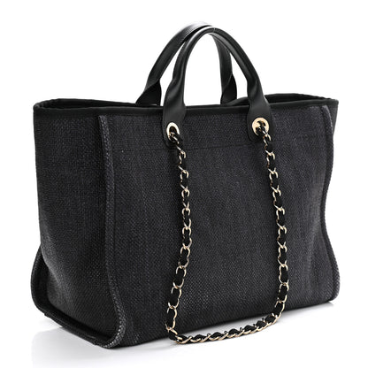 Chanel Woven Straw Raffia Medium Deauville Tote Black 3 of 11