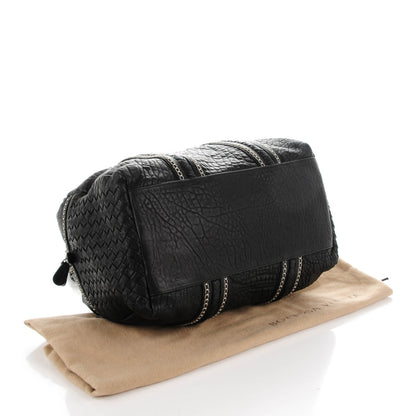 Bottega Veneta Pebbled Lambskin Top Handle Satchel Nero Black 4 of 8