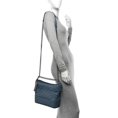 Chanel Patent Goatskin Quilted Medium Gabrielle Hobo Blue 2 of 10