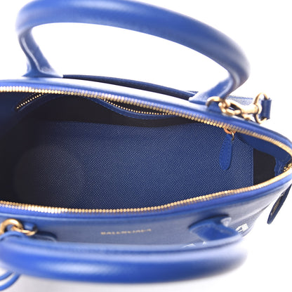 Balenciaga Signature Grained Calfskin Logo S Ville Top Handle Bag Bleu Roi White 5 of 9