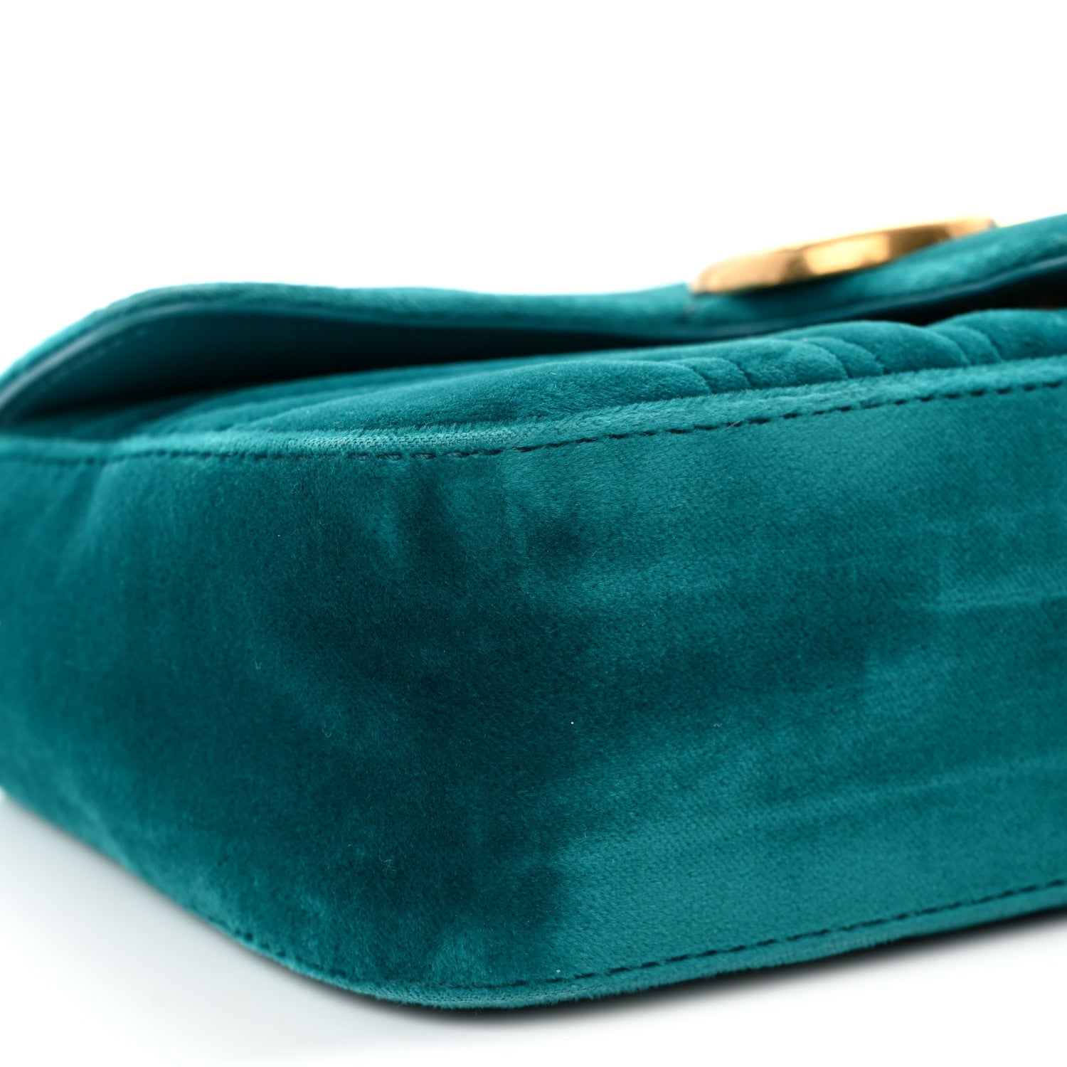 Gucci Velvet Matelasse Mini GG Marmont Shoulder Bag Pavone Cyan 9 of 11