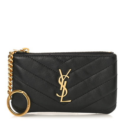 Saint Laurent Calfskin Matelasse Monogram Key Pouch Black 1 of 8