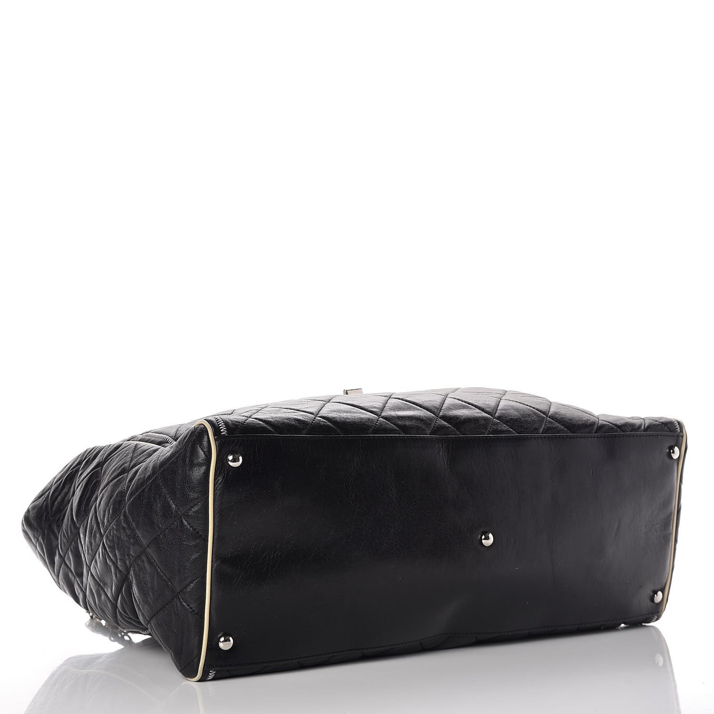 Lambskin Quilted Large East West Tote Black