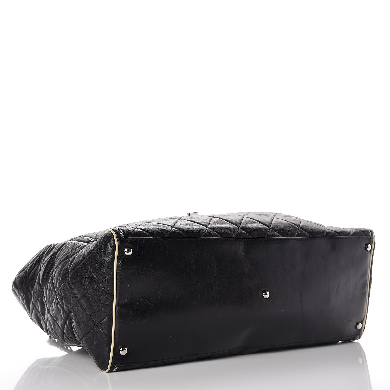 Chanel Lambskin Quilted Large East West Tote Black 4 of 10