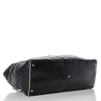 Chanel Lambskin Quilted Large East West Tote Black 4 of 10