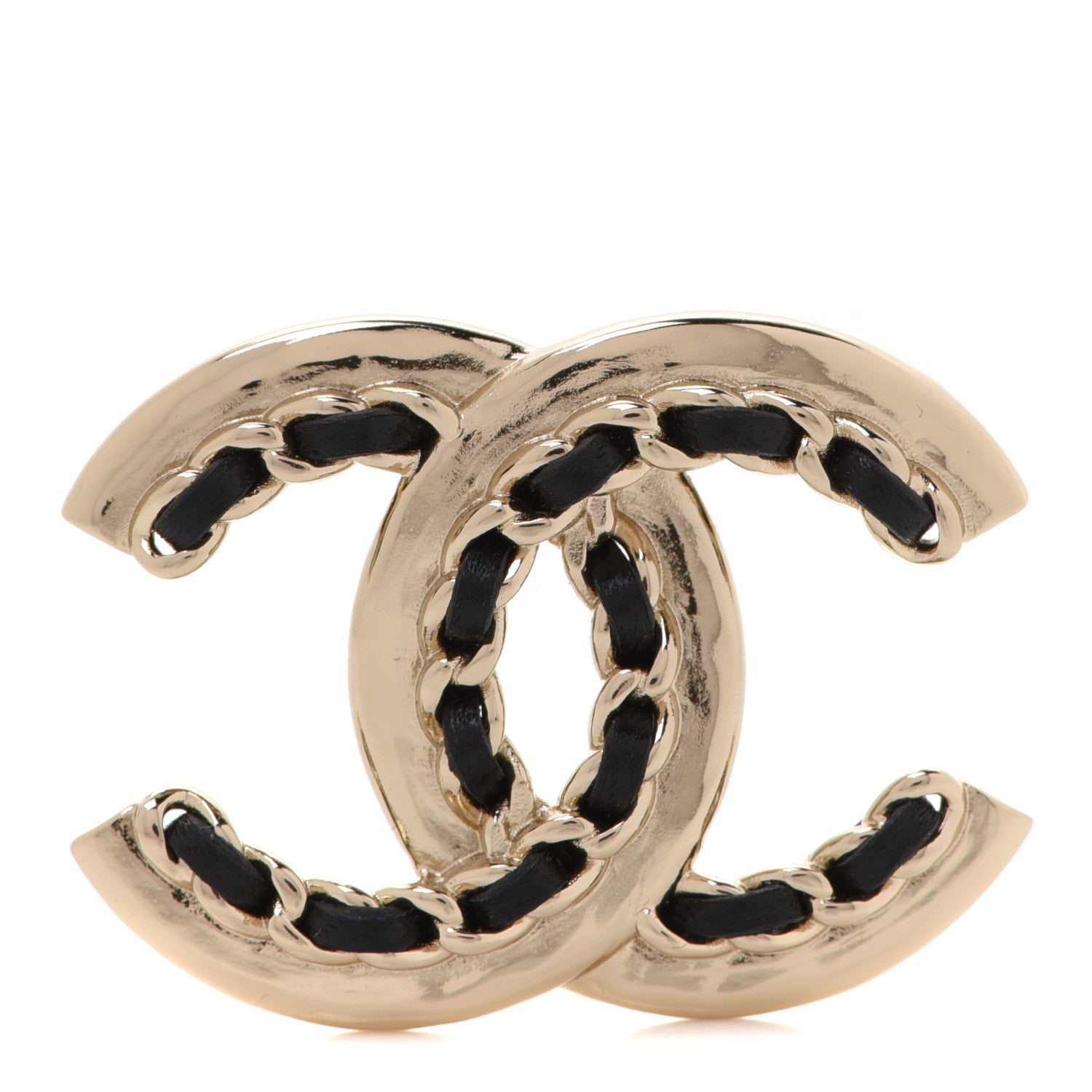 Chanel Lambskin Chain CC Chain Brooch Black Gold 1 of 5