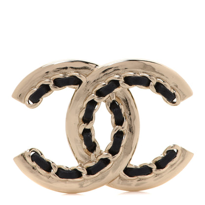 Chanel Lambskin Chain CC Chain Brooch Black Gold 1 of 5