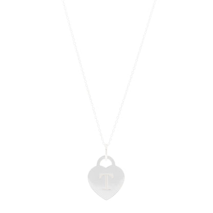 Tiffany Sterling Silver Heart Tag Alphabet T Pendant Necklace 1 of 4