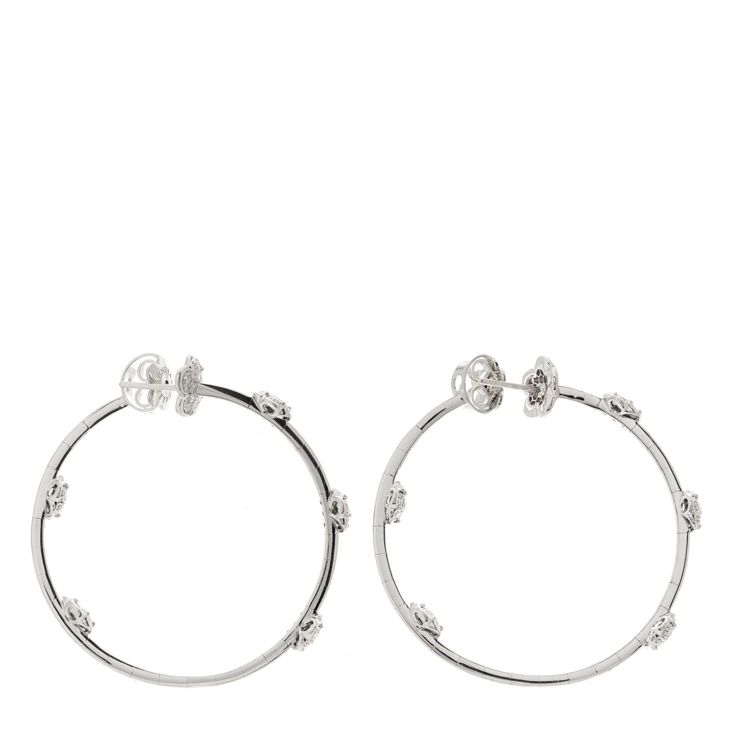 18K White Gold Diamond Figlia Dei Fiori Hoop Earrings
