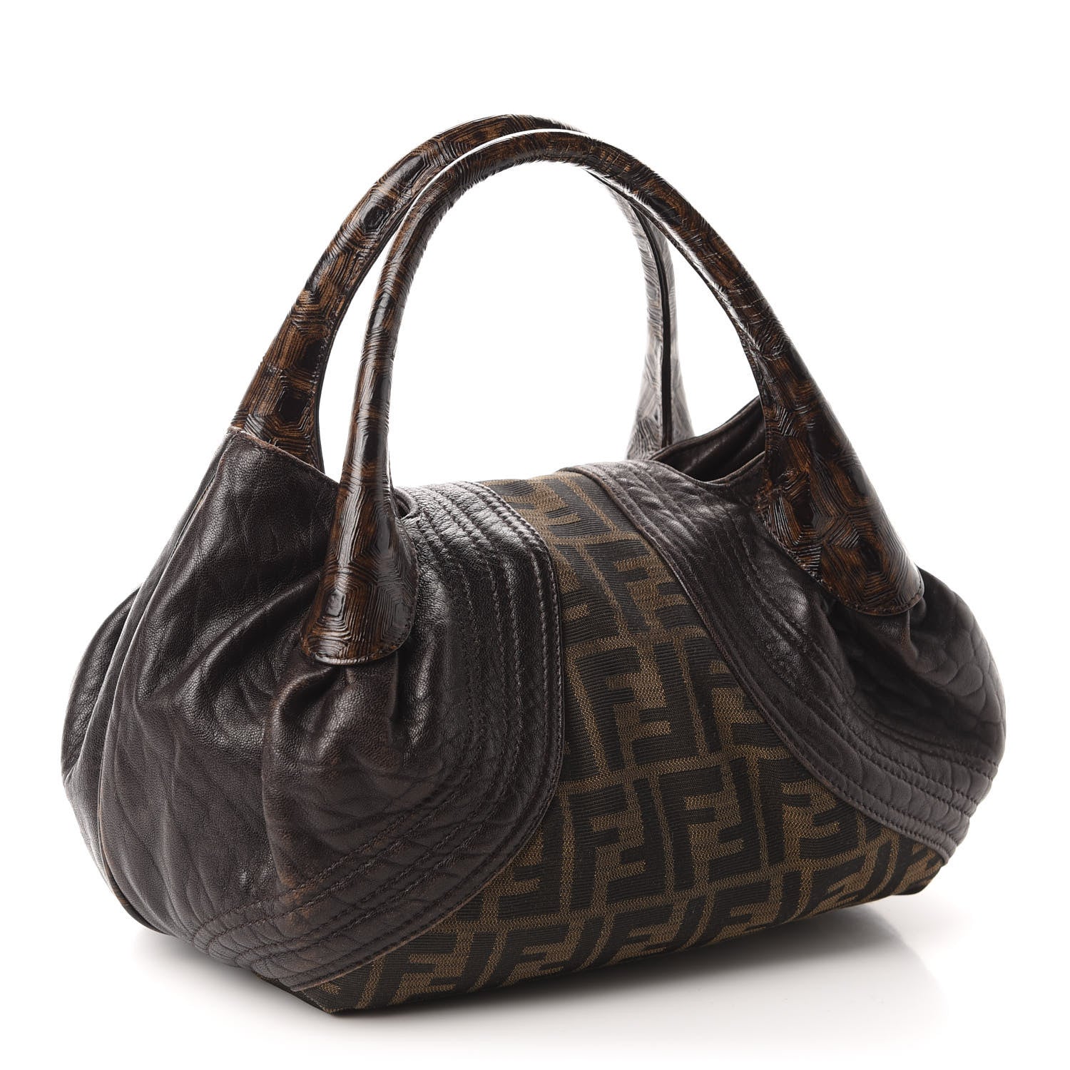 Fendi Zucca Nappa Nuvolata Vitello Tortuga Small Spy Tobacco Moro 3 of 10