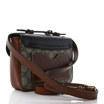 Gucci GG Supreme Monogram Calfskin Padlock Flap Pocket Shoulder Bag Beige Black Cuir 2 of 8