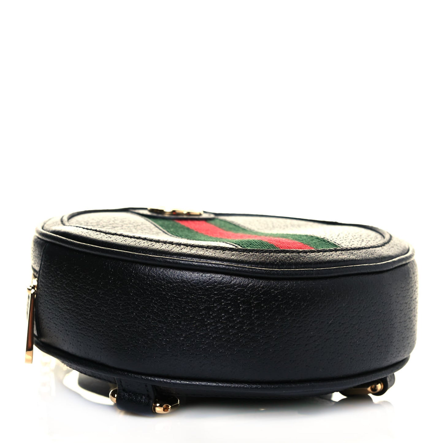 Grained Calfskin Web Mini Ophidia Round Backpack Black