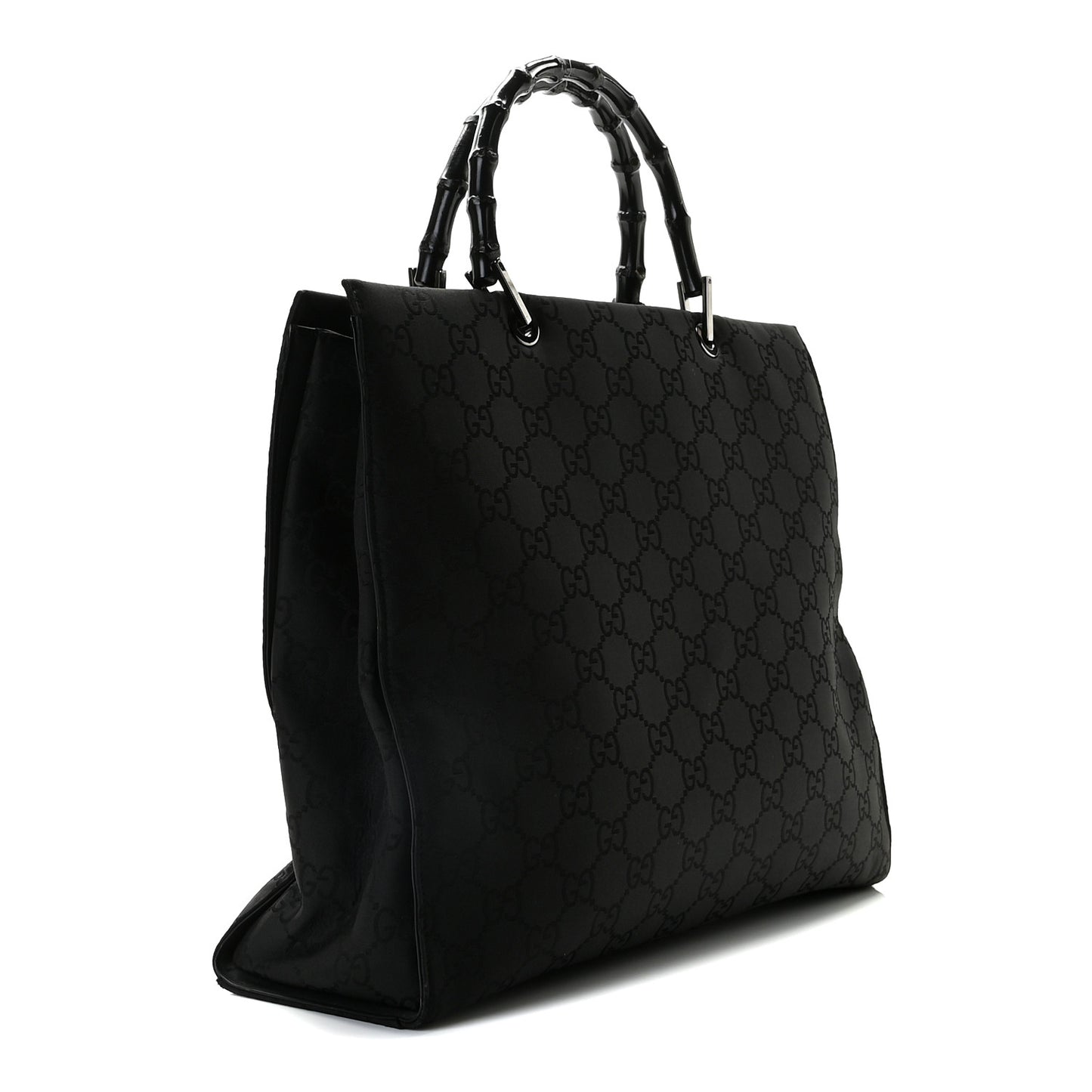 Nylon Monogram Bamboo Handle Bag Black