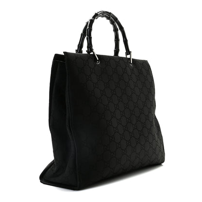Gucci Nylon Monogram Bamboo Handle Bag Black 2 of 11