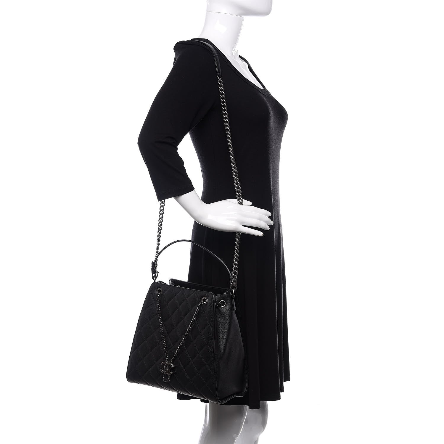Chanel Caviar Quilted Medium CC Bucket Bag Black 2 of 10