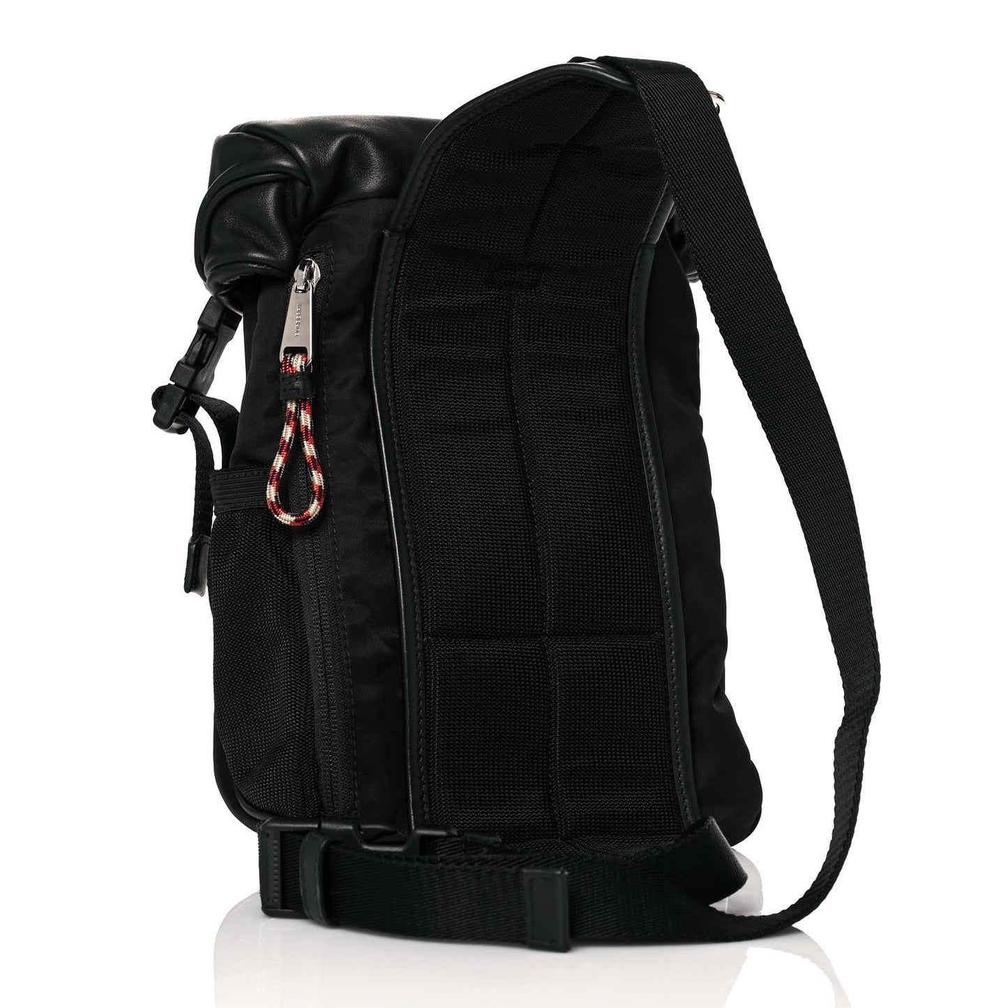 Lambskin Nylon Medium Leo Sling Bag Black