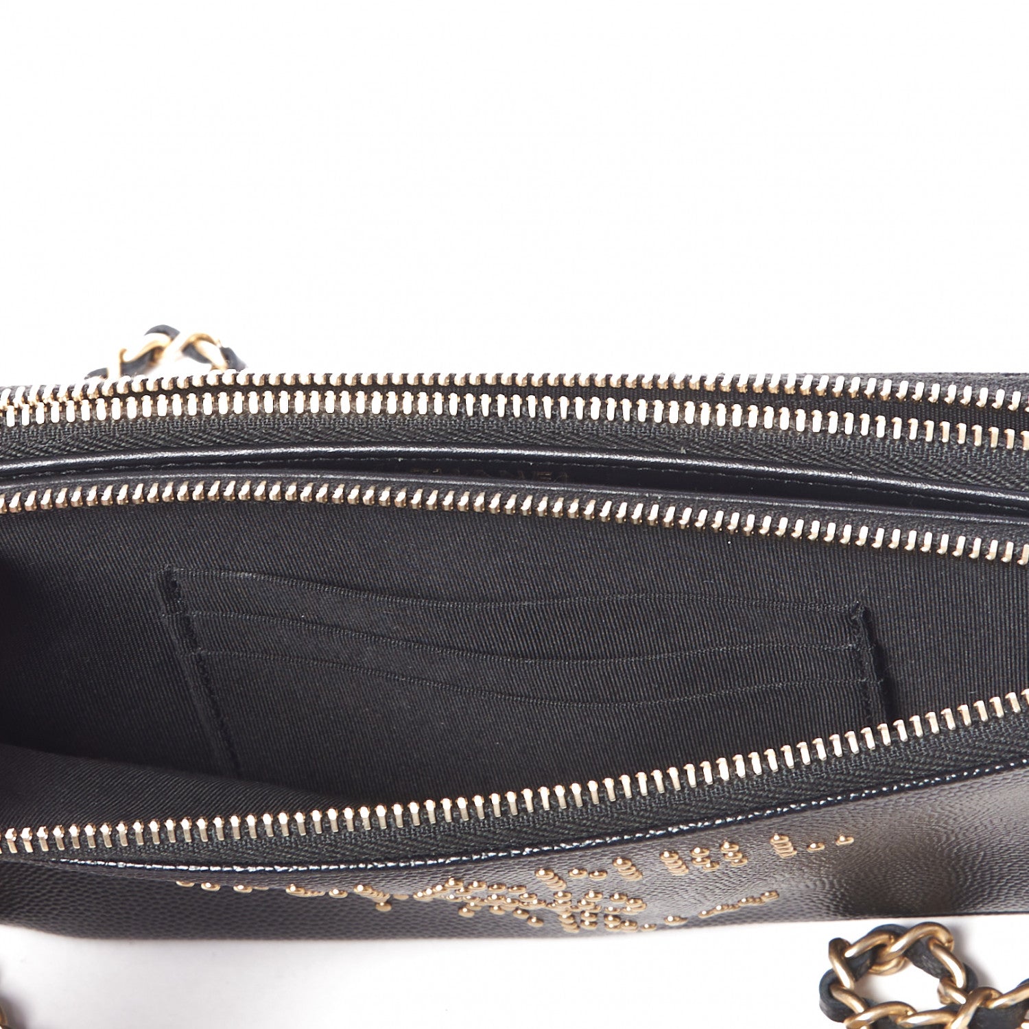Chanel Caviar Studded Small Deauville Clutch With Chain Black 4 of 9