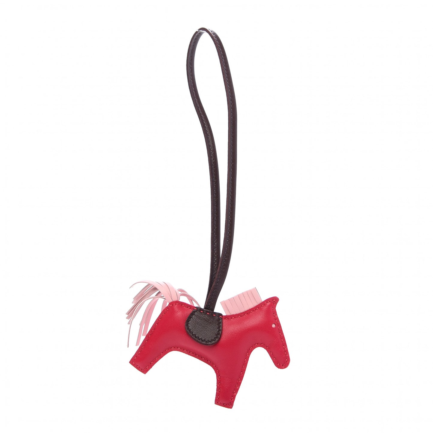 Milo Lambskin Grigri Rodeo Horse Bag Charm PM Rose Sakura Framboise Rouge Sellier