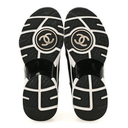 Chanel Fabric Suede Calfskin CC Sneakers 38 White Black 6 of 9