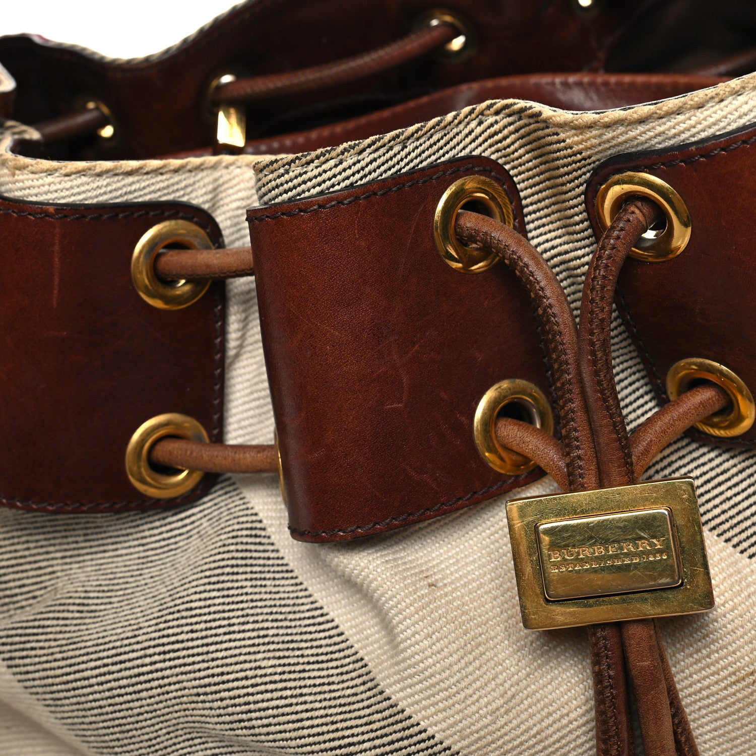 Burberry Canvas Mega Nova Check Warrior Shoulder Bag Brown 14 of 16