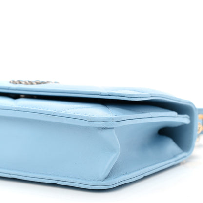 Chanel Lambskin Quilted Chanel 19 Wallet On Chain WOC Light Blue 10 of 11