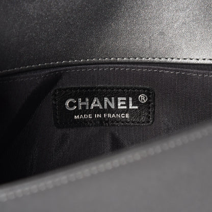 Chanel Metallic Calfskin Patent Braided Small Boy Flap Grey 6 of 7