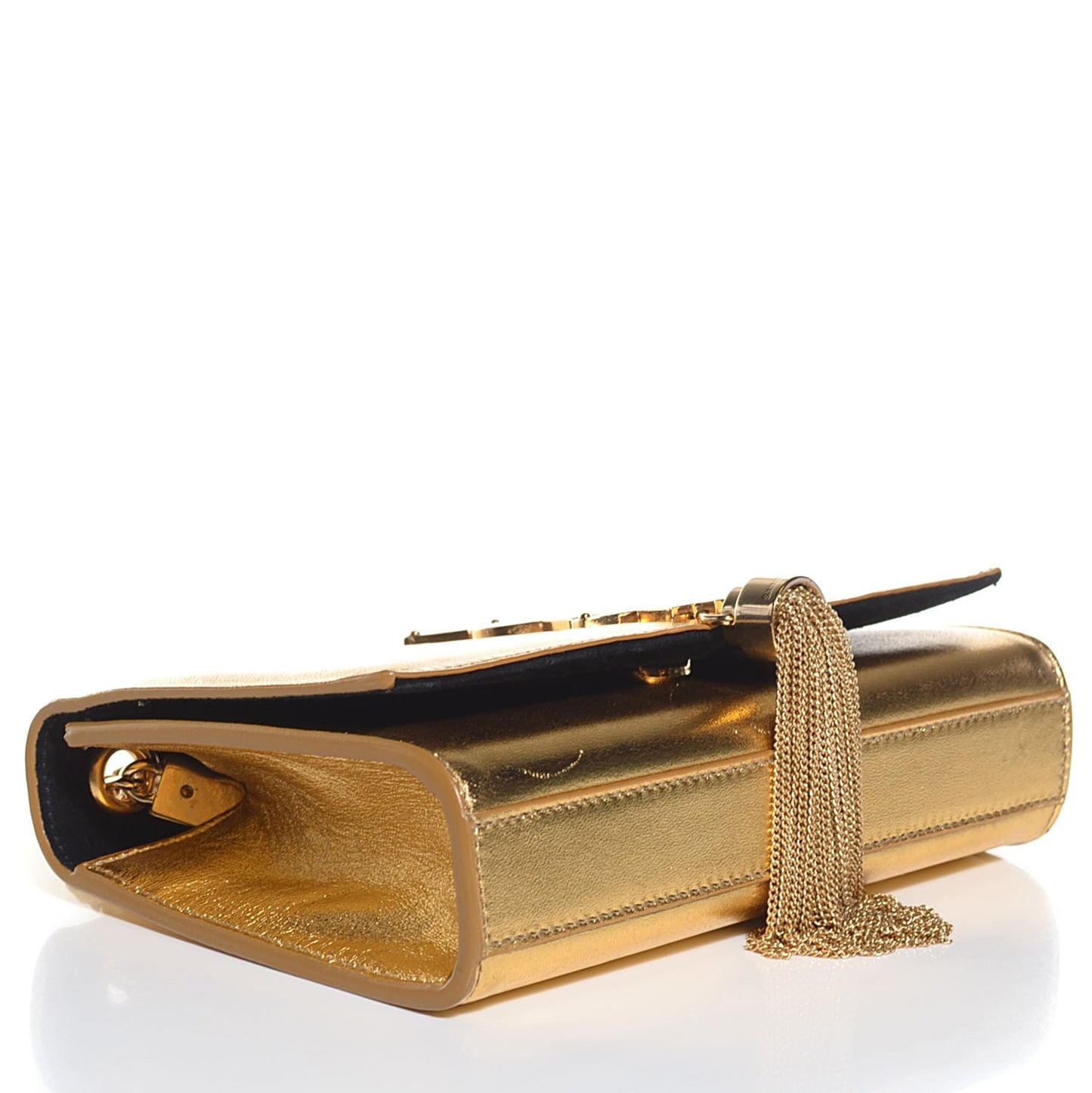 Calfskin Small Classic Monogram Kate Tassel Satchel Gold