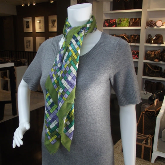 Cashmere Silk Bolduc Au Carre Scarf 90 Olive
