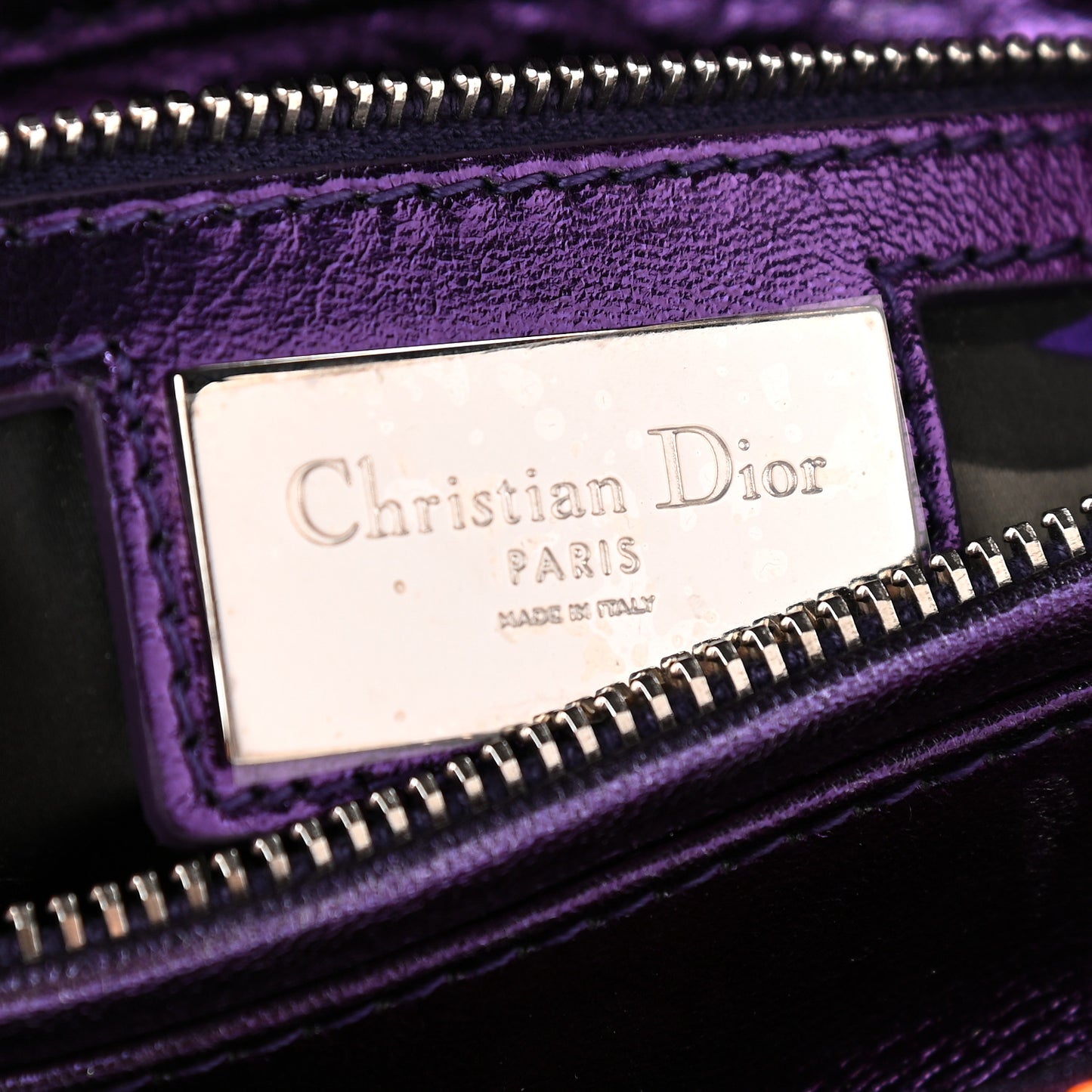 Metallic Lambskin Cannage Medium Anselm Reyle Lady Dior Purple Orange