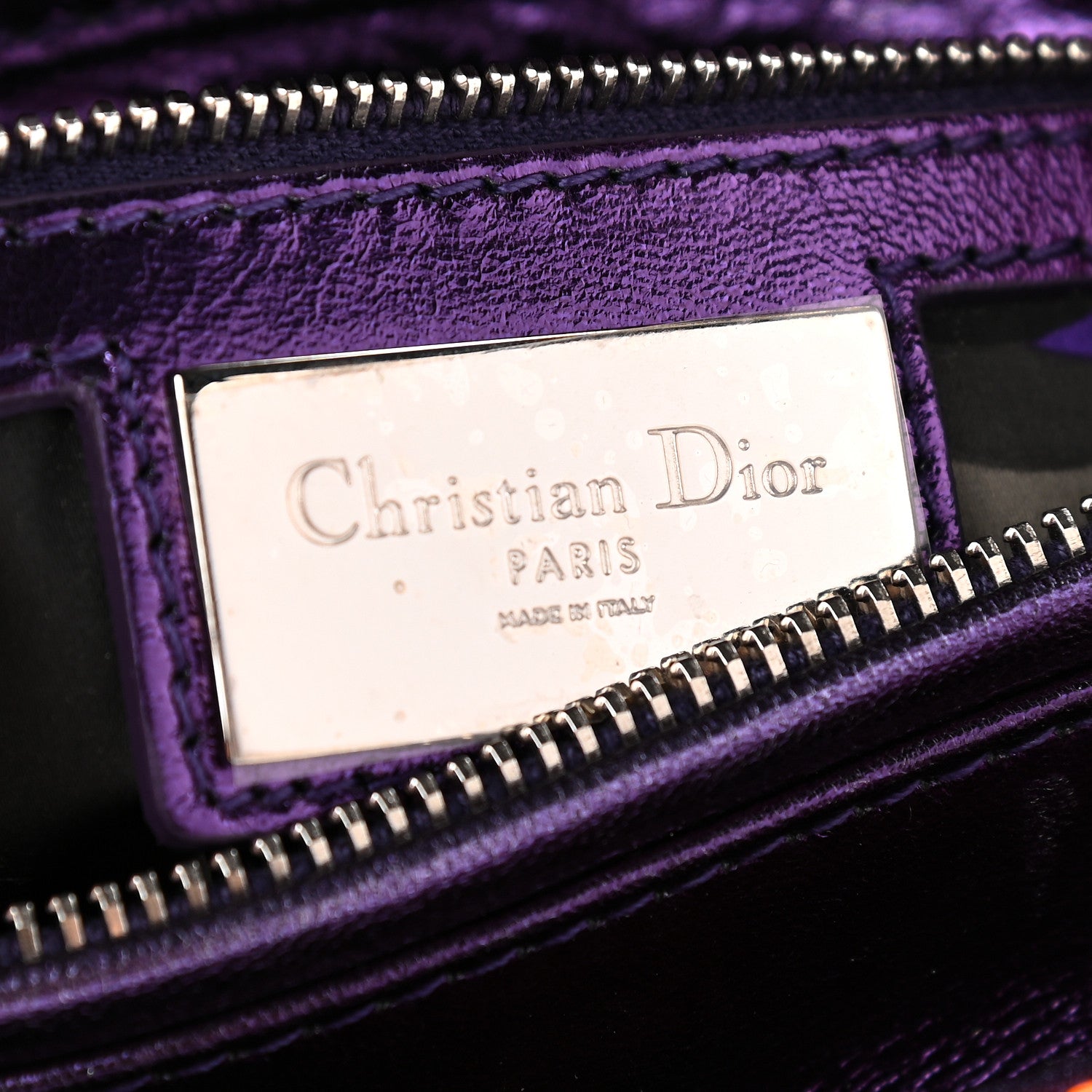 Christian Dior Metallic Lambskin Cannage Medium Anselm Reyle Lady Dior Purple Orange 8 of 8