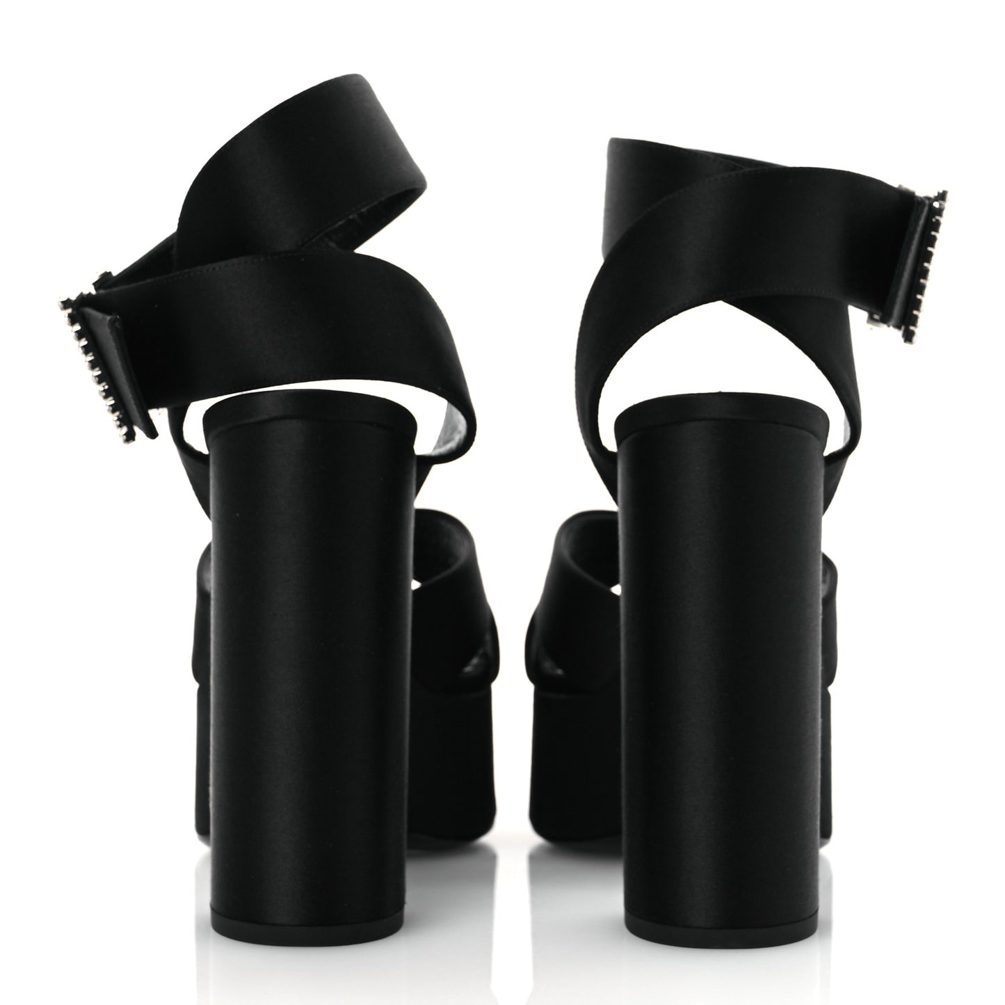 Crepe Satin Biance 85 Platform Sandals 39 Black