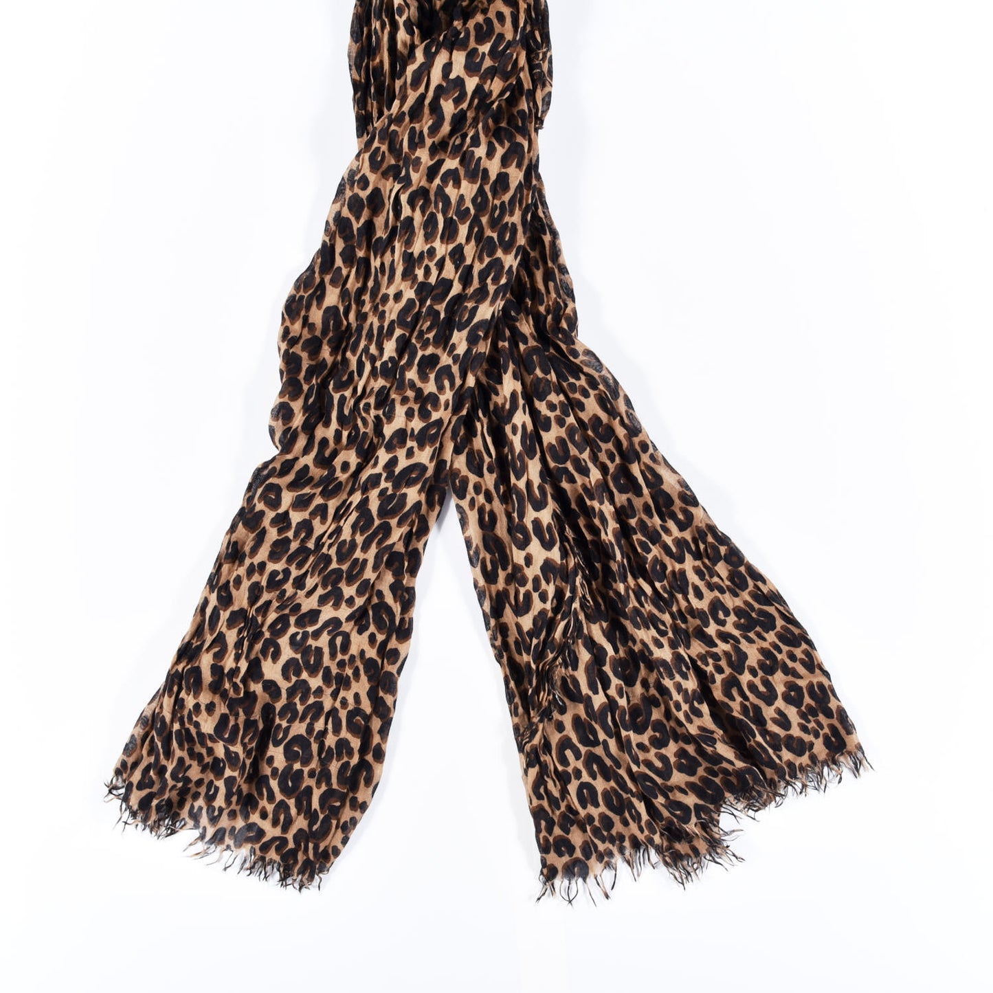 Cashmere Silk Leopard Etole Stole Marron