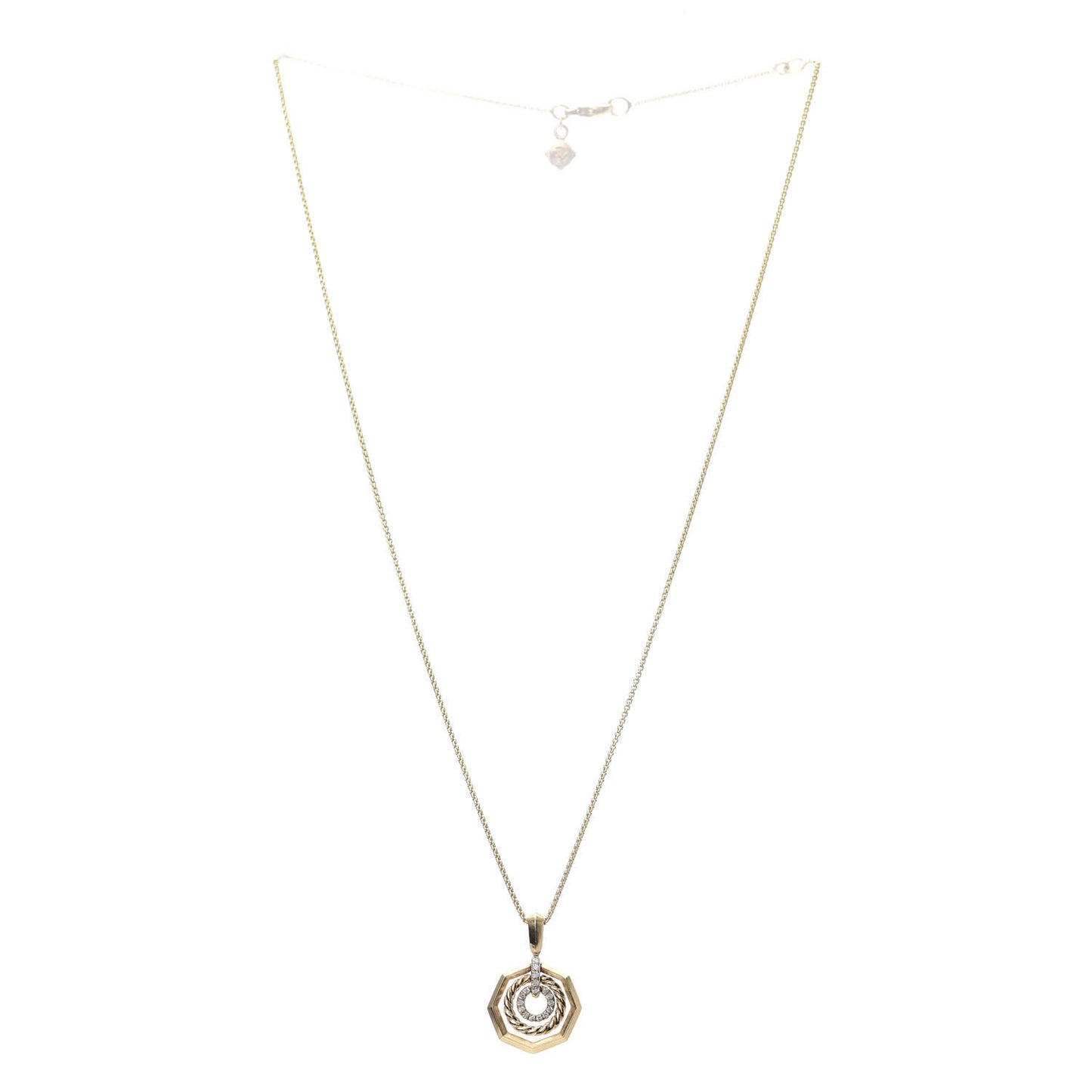 18K Yellow Gold Diamond 16mm Stax Pendant Necklace