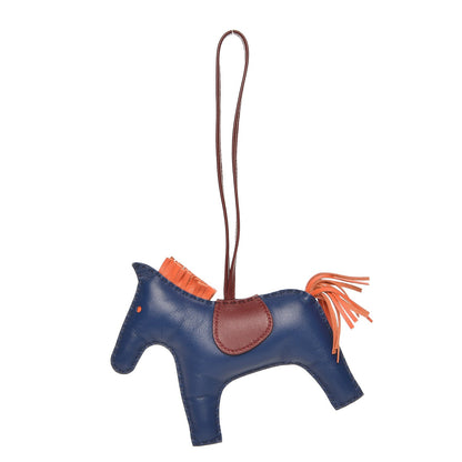 Hermes Milo Lambskin Grigri Rodeo Horse Bag Charm GM Bleu de Malte Rouge H Orange Poppy 1 of 4