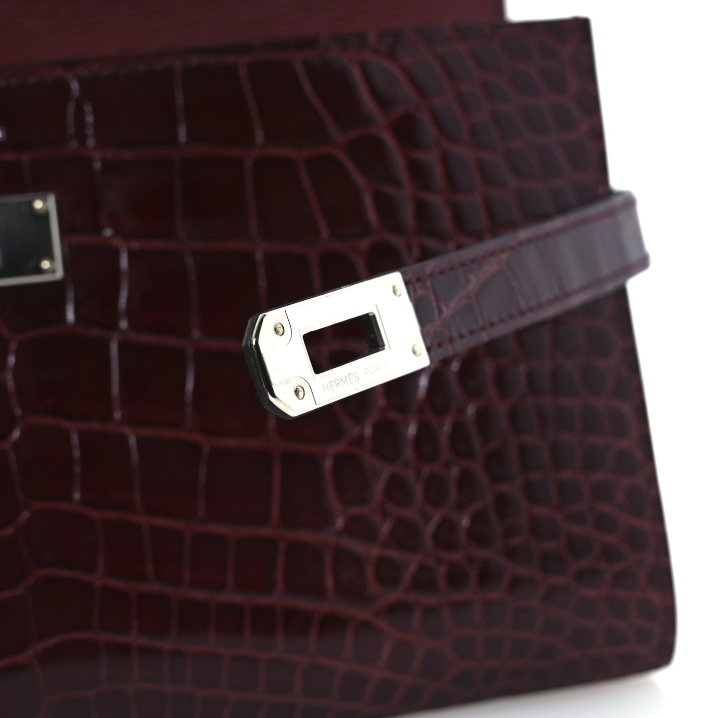 Shiny Alligator Kelly Longue Wallet Bourgogne