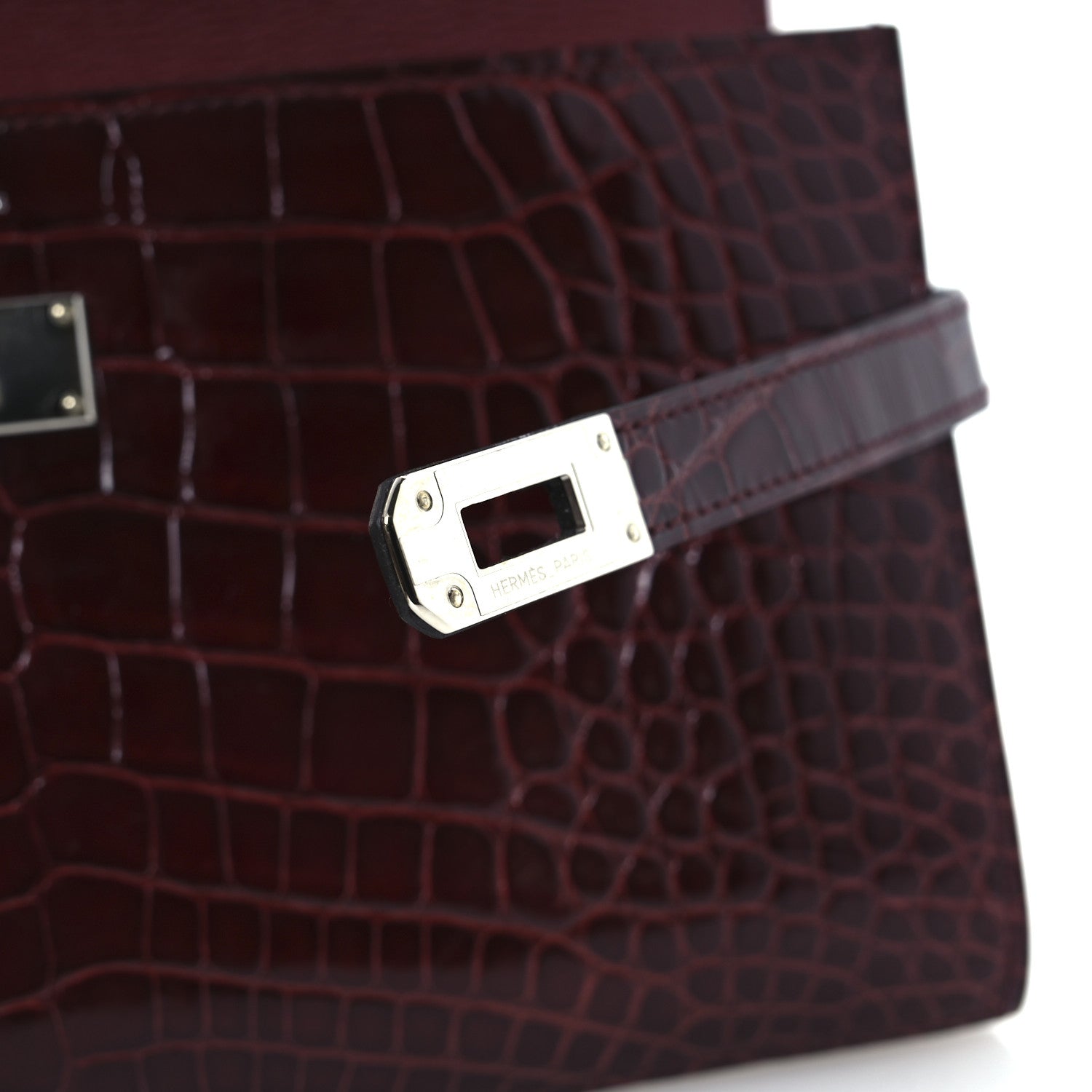 Hermes Shiny Alligator Kelly Longue Wallet Bourgogne 9 of 10