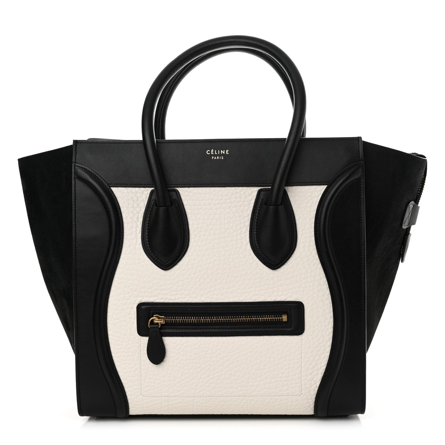 Bullhide Calfskin Nubuck Mini Bi-Color Luggage Black White