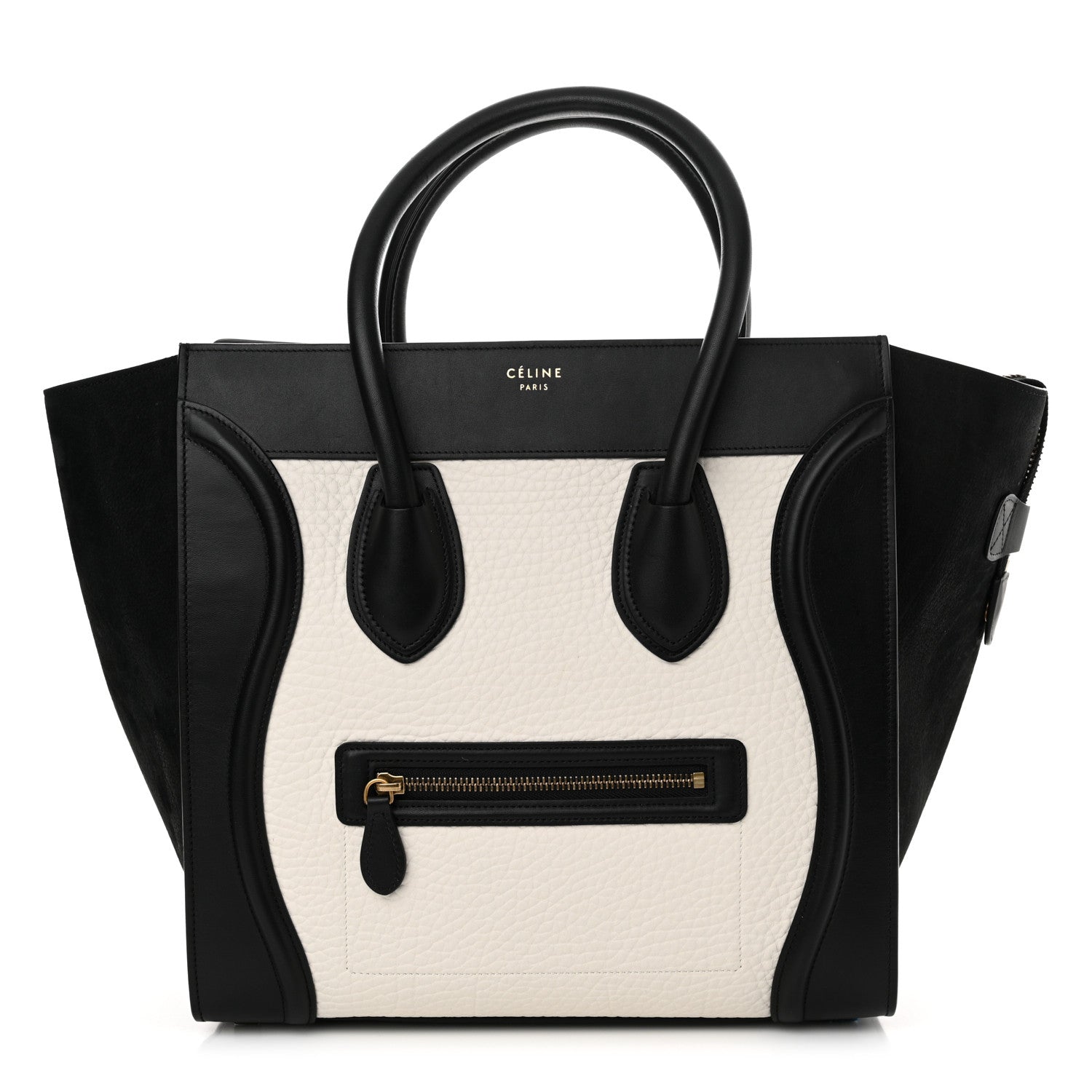 Celine Bullhide Calfskin Nubuck Mini Bi-Color Luggage Black White 1 of 17