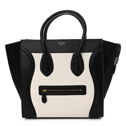 Celine Bullhide Calfskin Nubuck Mini Bi-Color Luggage Black White 1 of 17