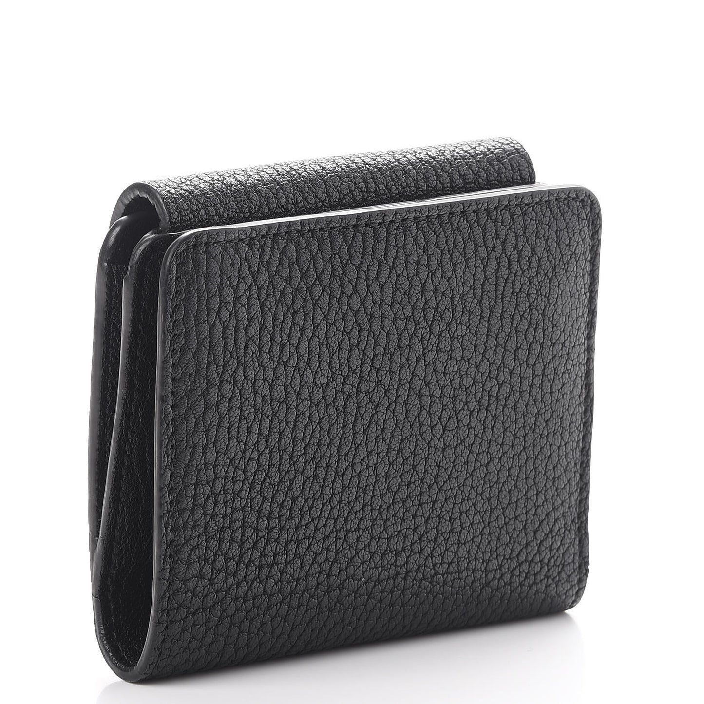 Grained Lambskin Drew Square Wallet Black