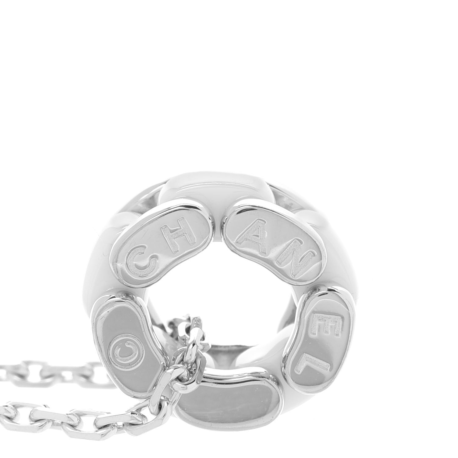 Chanel 18K White Gold Ceramic Ultra Pendant Necklace White 5 of 8