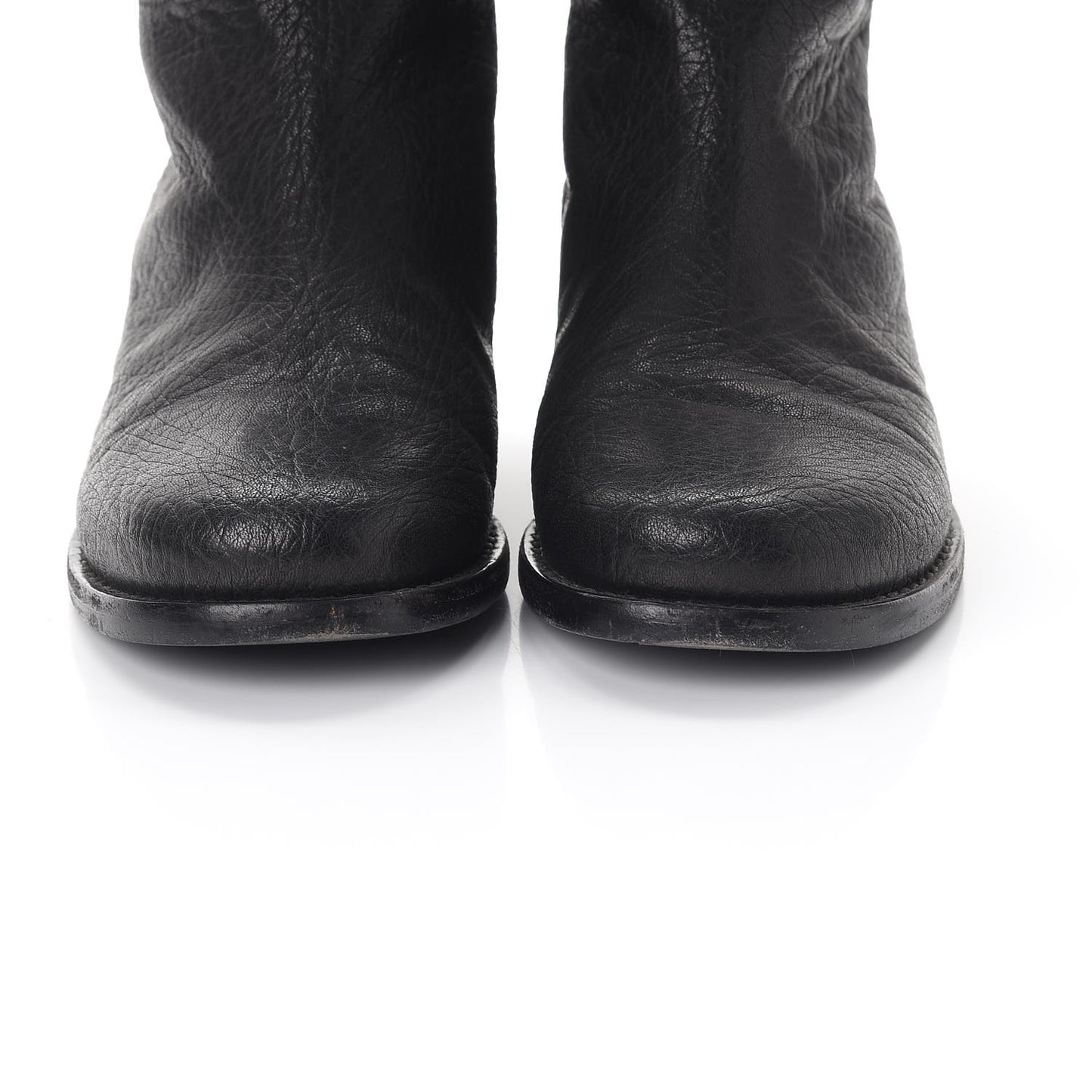 Lambskin Calfskin High Boots 36.5 Dark Brown Black