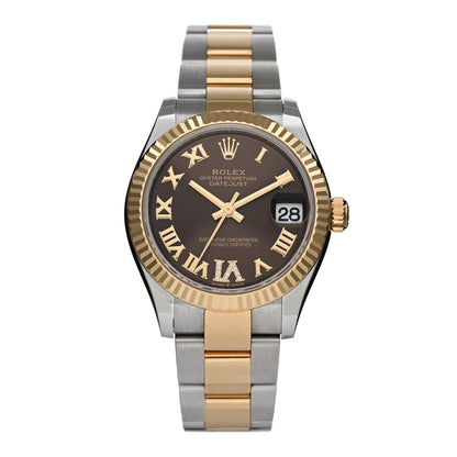 Rolex Stainless Steel 18K Yellow Gold Diamond 31mm Oyster Perpetual Datejust Watch Slate Roman 278273 1 of 5