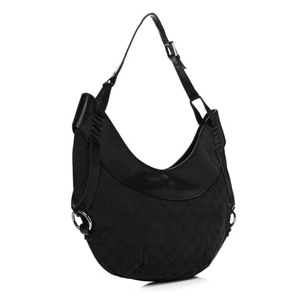 Gucci Denim Monogram Half Moon Hobo Black 2 of 16