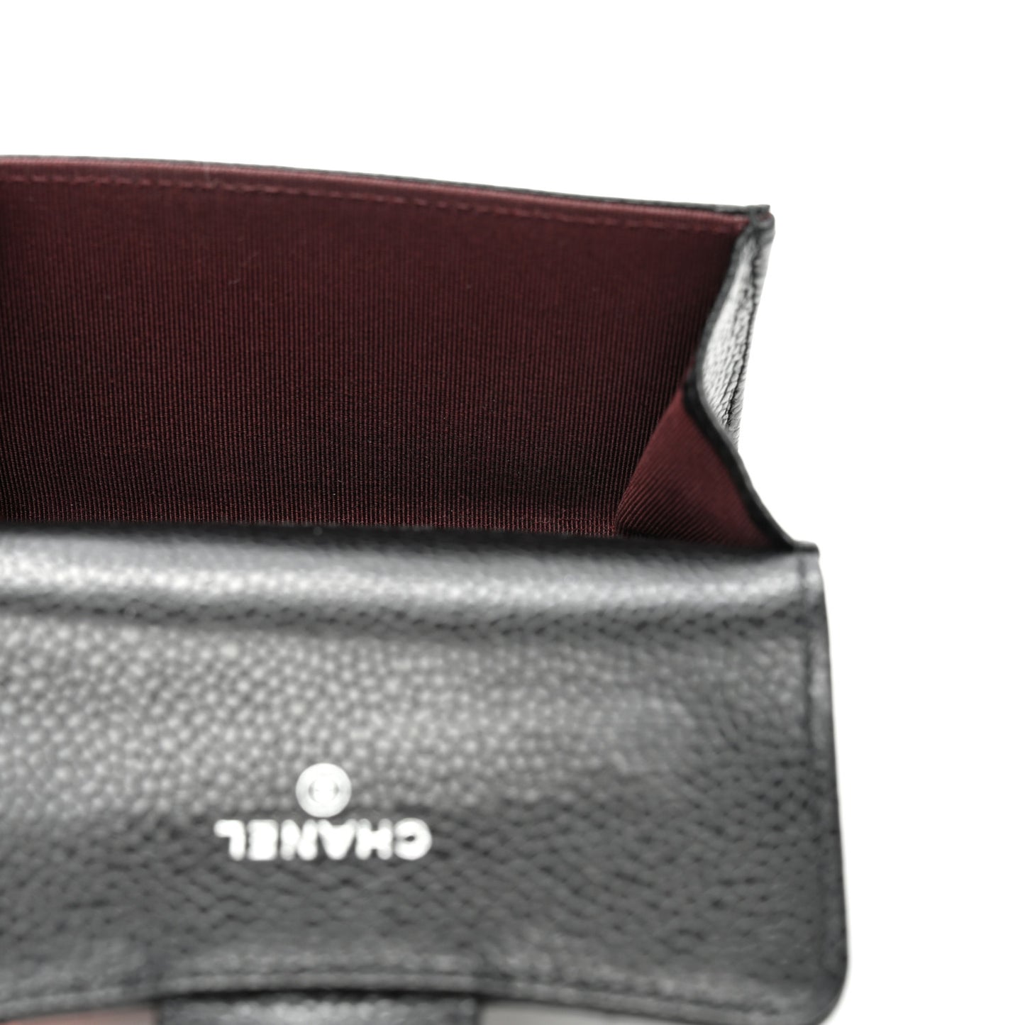 Caviar Quilted Flap Card Holder Wallet Black